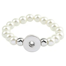 Snap Jewelry Bracelet Pearl Beaded Stretch fits 18-20mm Ginger Style Charms