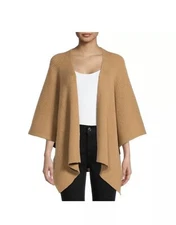 Time And Tru Women's ONE SIZE Ribbed Ruana Wrap Actual Color: BEIGE