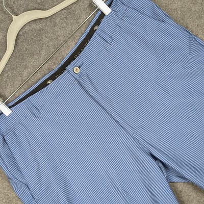 Pebble Beach Mens Performance Golf Shorts Blue White Micro Stripe Size 40