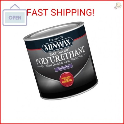 Minwax Fast Drying Polyurethane Protective Wood Finish, Clear Satin, ½ Pint
