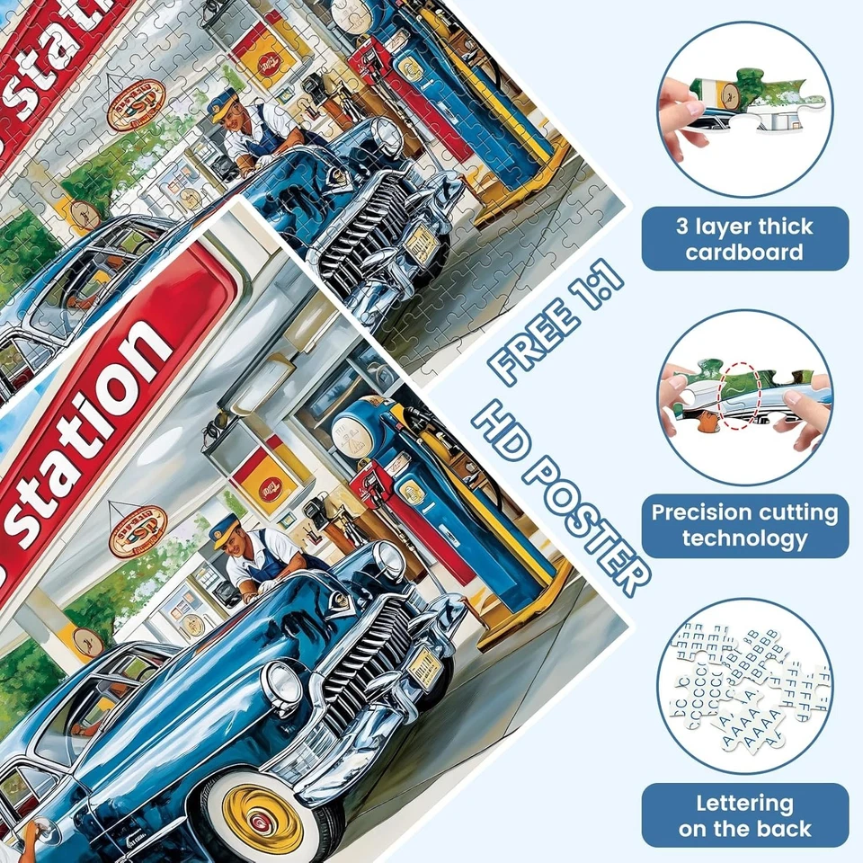 Rompecabezas 500 Piezas Estilo Retro 500 Piezas Rompecabezas para Adultos Coche y Comida Foto 4 de 4