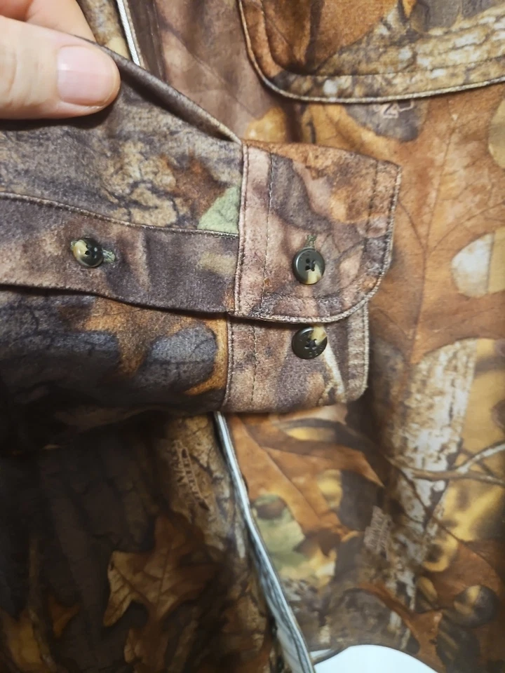 Camisa camuflada Pro Gear By Wrangler para hombre caza aire libre mediana vintage  Foto 2 de 4