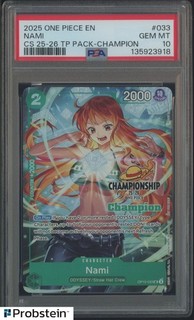 One Piece EN CS 25 26 2025 Top Player Pack Champion #033 Nami PSA 10 GEMA como nuevo