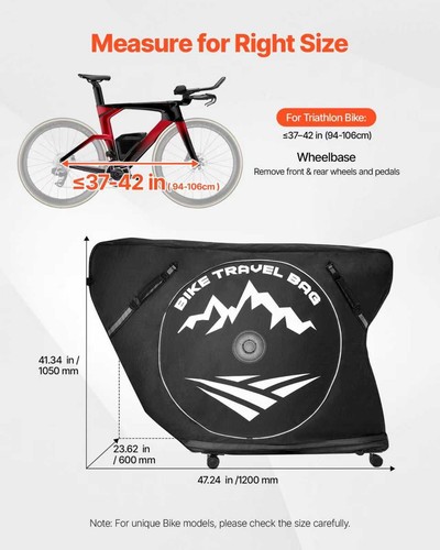 Wheeled Triathlon Bike Case: TSA Lock, Wheel Compartments, 42in Fit - Picture 2 of 11