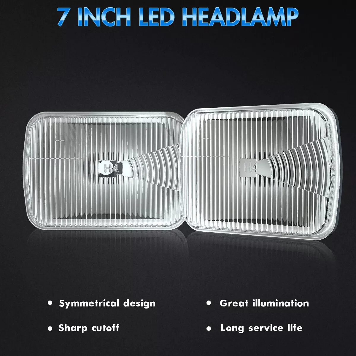 2pcs 5x7 7x6 Inch LED Headlights Hi-Lo Beam DRL For Jeep Wrangler YJ Cherokee XJ thumbnail 3