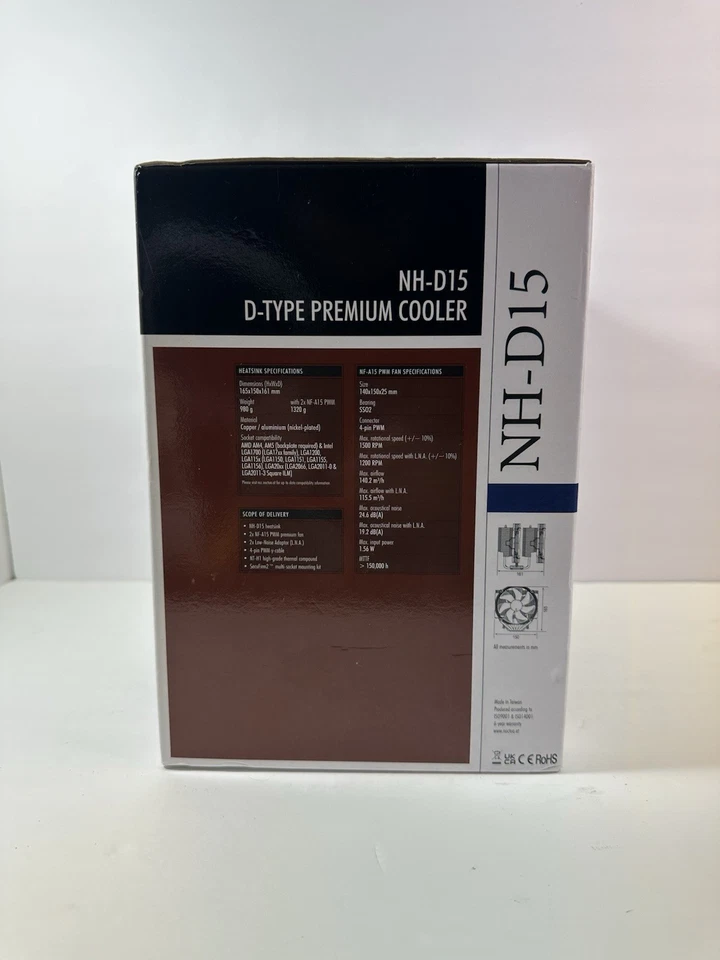 Noctua NH-D15 Premium CPU Cooler W/ NF-A15 x 2 PWM Cooling Fans New In Box - Image 4 of 4