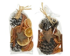 1 Potpourri Dekoracja 160g Pręty cynamonowe Gwiazdy kokosowe Suszone plastry pomarańczy Szyszki