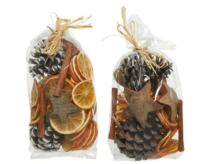 1 Potpourri Deko 160g Zimtstangen Kokossterne getrocknete Orangenscheiben Zapfen
