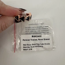 BP Bomb Party Forever Traced, Never Erased Black Onyx on Rose Gold Size 7 Ring