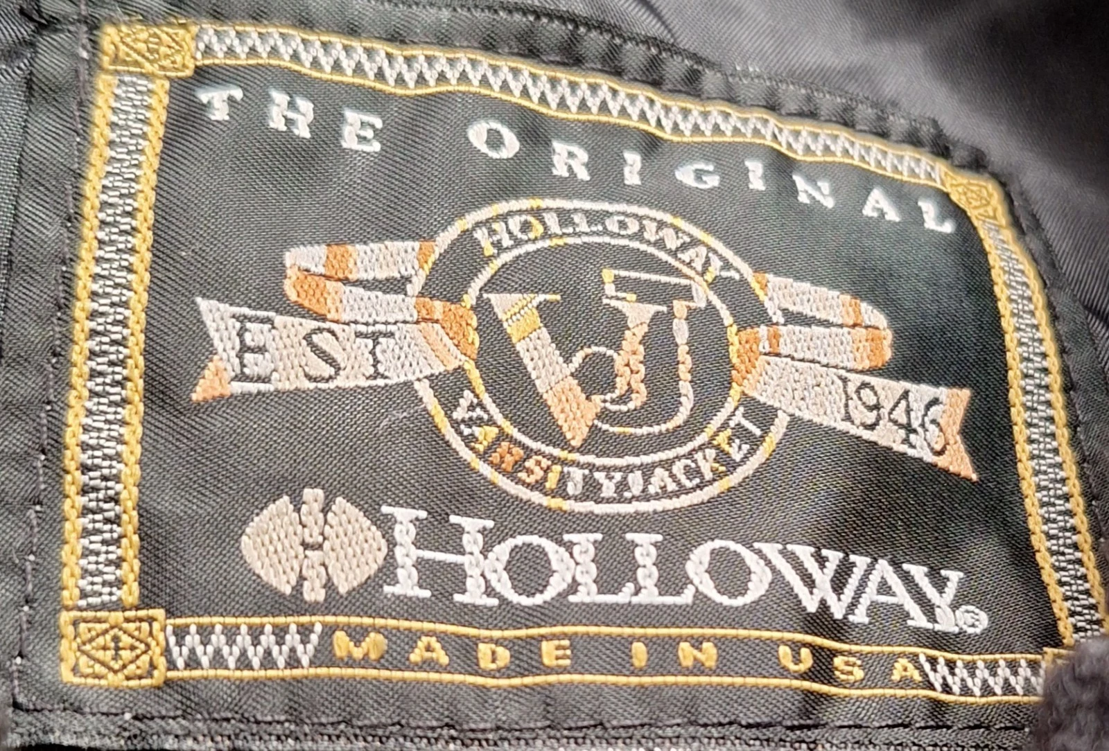 (B - 11) HOLLOWAY VARSITY JACKET BLACK WITH BLACK WOOL SLEEVES SIZE SMALL - product detail image 2
