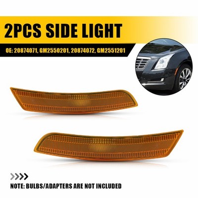 2PCS Amber Lens Front Side Marker Light Assemblies For Cadillac XTS 2013-2017