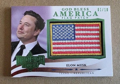 Decision 2024 Update Elon Musk #U14 Green Foil GOD BLESS AMERICA FLAG # 1/10