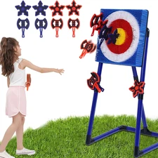 Axe Throwing Game for Backyard-With 4 Plastic Axes & 4 Throwing Stars,Outdoor Ga