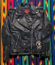 Alpha Cycle Gear Jacket Mens Large Leather Motorcycle YKK Side Zips Cafe Racer