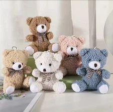 5PCS Mini Plush Bear Keychain with Bell Cute | Stuffed Animal Pendant Gift