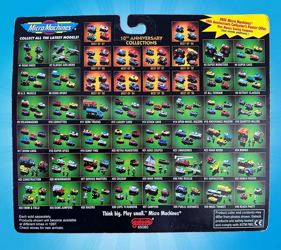 Micro máquinas de colección #5 EE. UU. Muscle Cars 1996 Galoob 65080 Nuevo de Lote Antiguo Mustang Camaro Foto 2 de 4