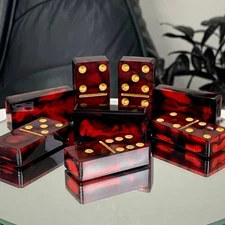 EXCLUSIVE Handmade Epoxy Resin Dominoes with Case, Domino Game Set, Family Game