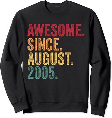 Awesome Since August 2005 Cool Birthday Gift Vintage Unisex Crewneck Sweatshirt