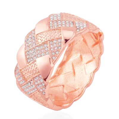 Women's Austrian Crystal 7 Inch Bangle Bracelet in Rosetone