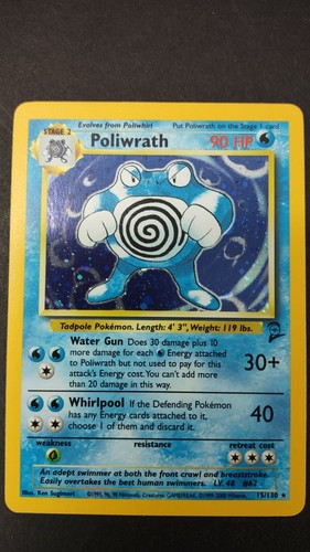 Poliwrath 15/130 Holo Rare Base Set 2 Pokemon Card 1999 WOTC NM/Mint - Picture 2 of 8