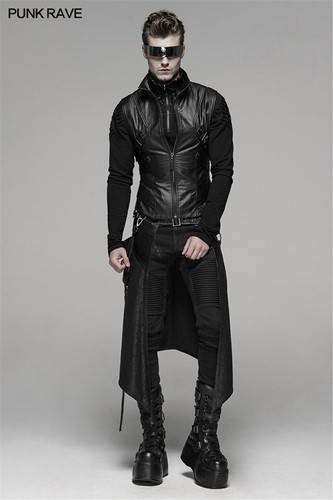 Punk Rave Black Gothic Steampunk Metal Pocket Men's Personalized Half Skirt - Picture 8 of 20