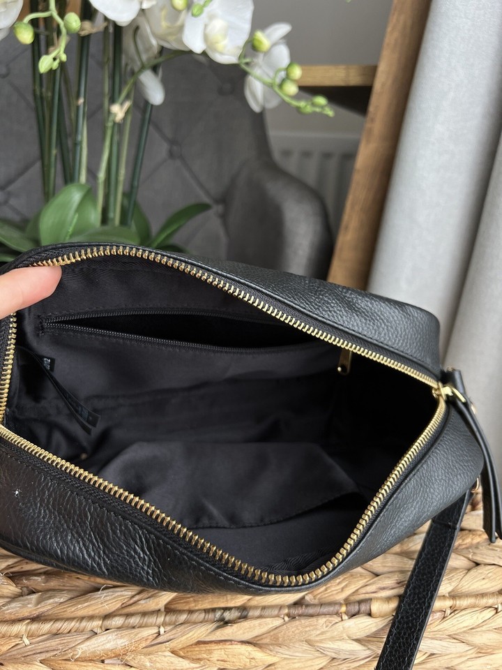 Next Black Shoulder bag Leather zebra print small camera Crossbody eBay