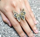 2Ct Multicolor Cubic Zirconia Womens Butterfly Ring 14k White Gold Plated Silver