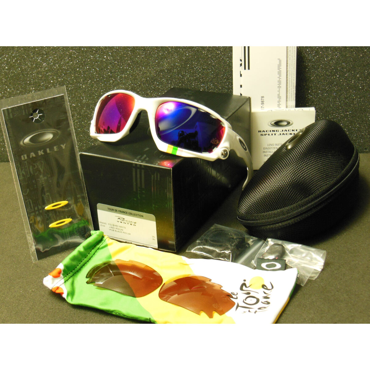 Oakley Racing Jacket Sunglasses Tour de France Pl White/+Red Oakley Racing Jacket Sunglasses Tour de France Pl White/+Red