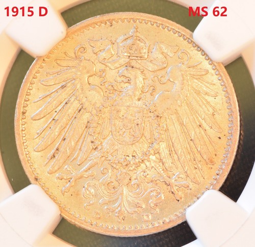 1915 D GERMANY MARK Silver Coin NGC MS 62