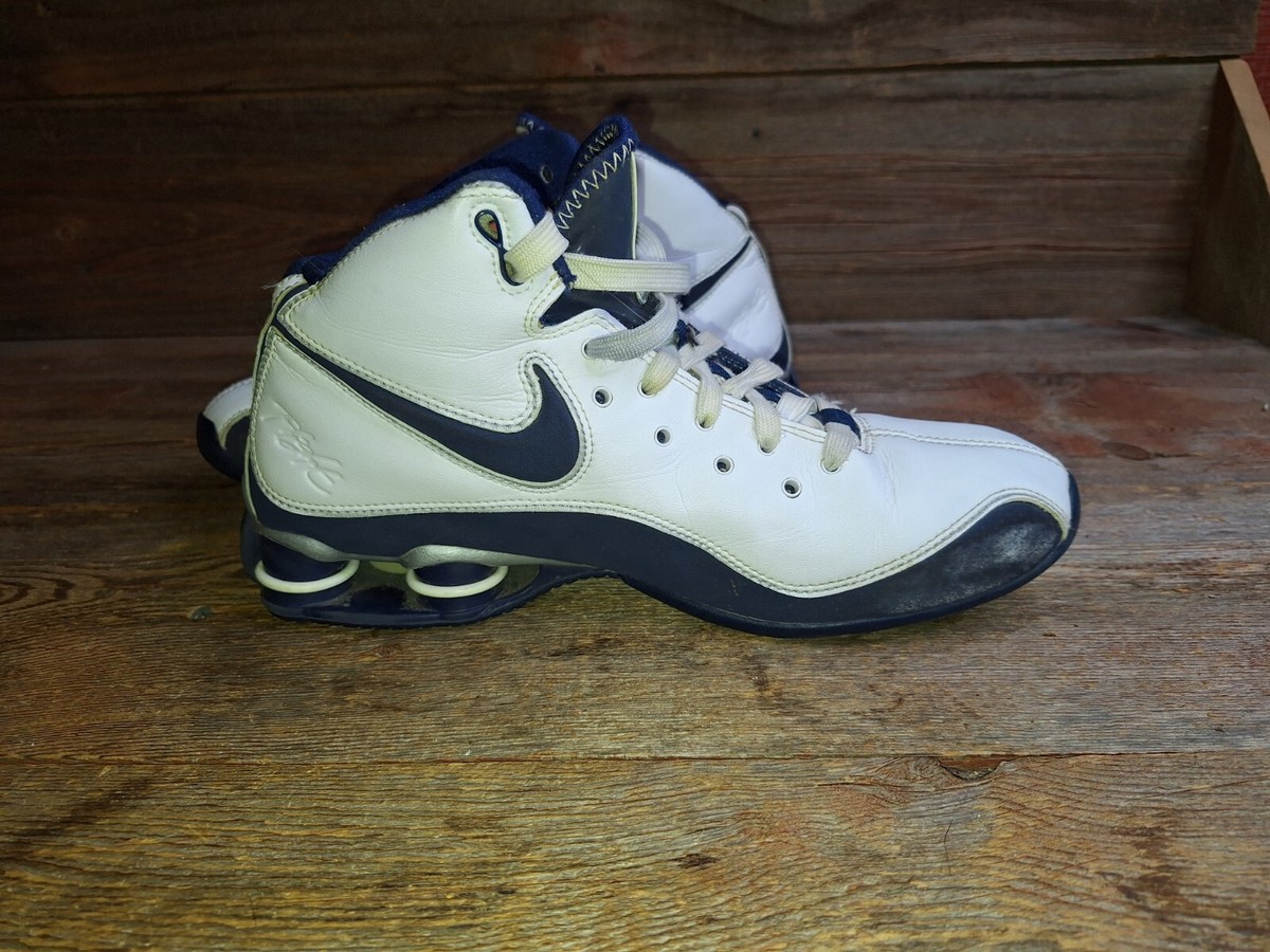 Nike Shox Zoom Air Elite Flight Basketball Shoes White Blue 324830-141 Men\'s 9.5 Nike Air Zoom Flight 5 624055-141 main image 4
