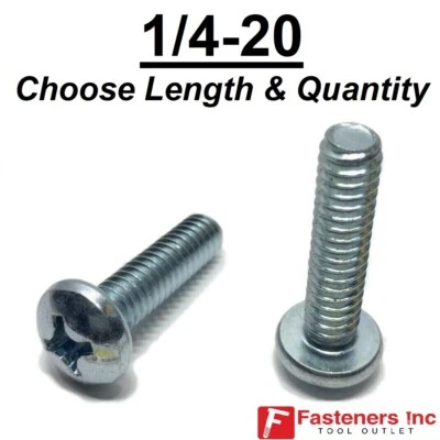 SMALL PARTS 1/4-20 Phillips Pan Head Machine Screw Zinc Plated (Choose Length & Qty)