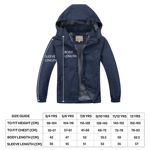 Kids Waterproof Rain Jacket Walking School Nursery Windproof Coat Age 3 - 13 - Picture 2 of 30