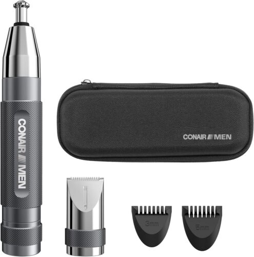 Conair - Metal 3-bevel blade Nose, Ear & Eyebrow Trimmer - Dry - Gray NEW