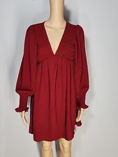 Nwt CUPSHE Long-Sleeve Smocked Chest  Dress Size S