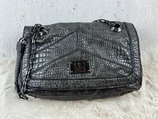 Kenneth Cole Reaction Gray Faux Reptile Shoulder Bag Purse Medium