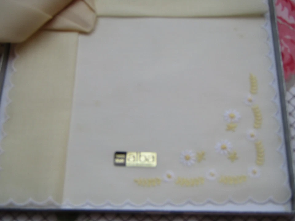 boite de 2 Mouchoirs brodé ALBA Coton Neuf ancien Vintage 27 X 28 cm  suisse - Photo 3/4