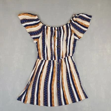 J For Justify Women's Button Dress Size L Striped Multicolor Rayon