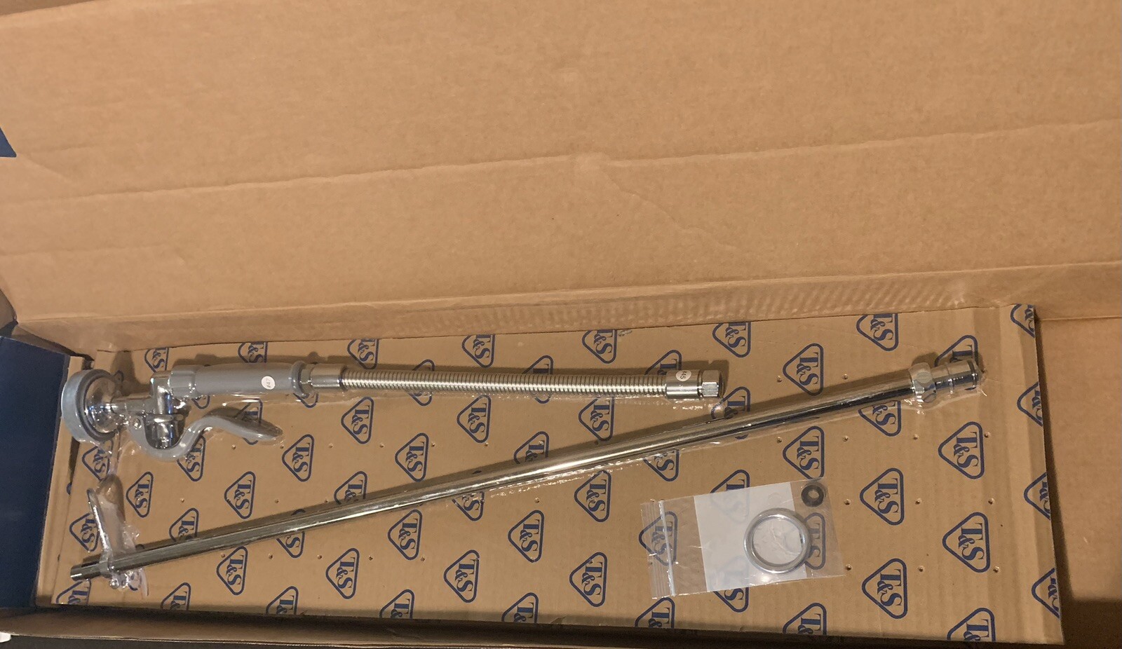T&S EasyInstall 8" Wall Mount 12" Add On Faucet Pre-Rinse Unit - Silver