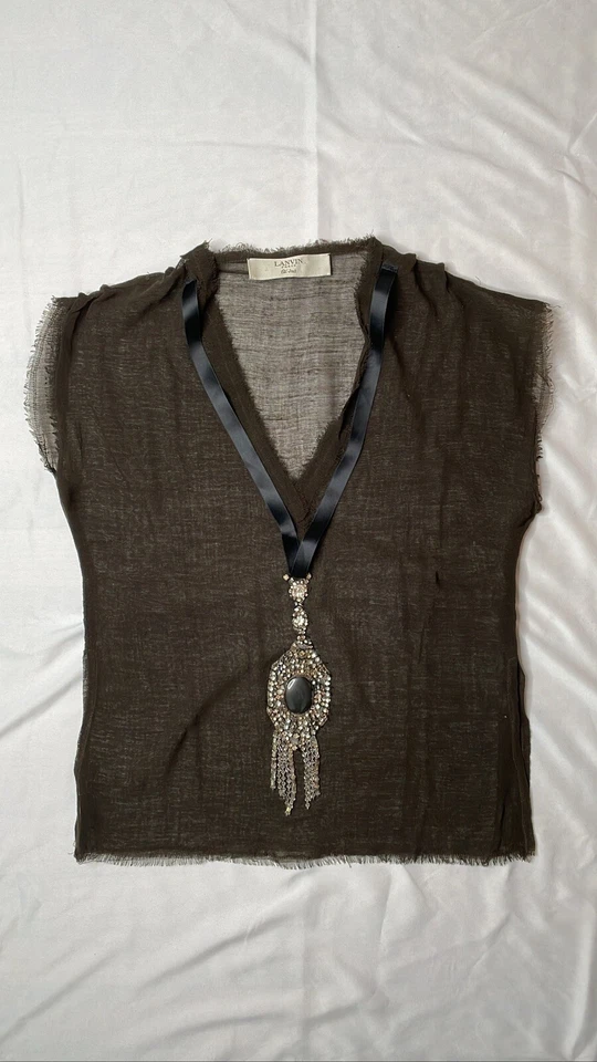 Lanvin Primavera 2003 Pasarela Collar Joya Adornado Camisa Blusa Alber Elbaz S Foto 4 de 4