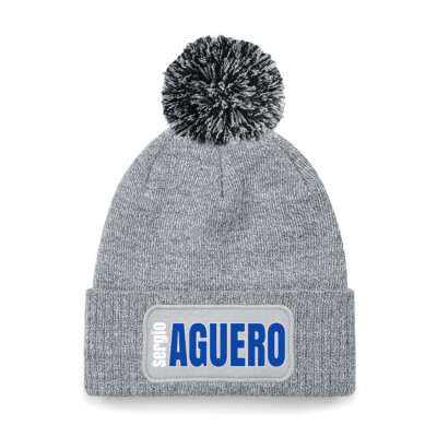 Manchester City Sergio AGUERO KIDS SIZE Kinder Bommelmütze bedruckt navy