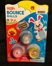 Easter High Bounce Balls Superballs 3 Pack JA-RU Jaru toys BLUE Bunny Ball
