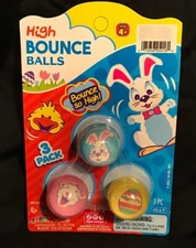Easter High Bounce Balls Superballs 3 Pack JA-RU Jaru toys BLUE Bunny Ball