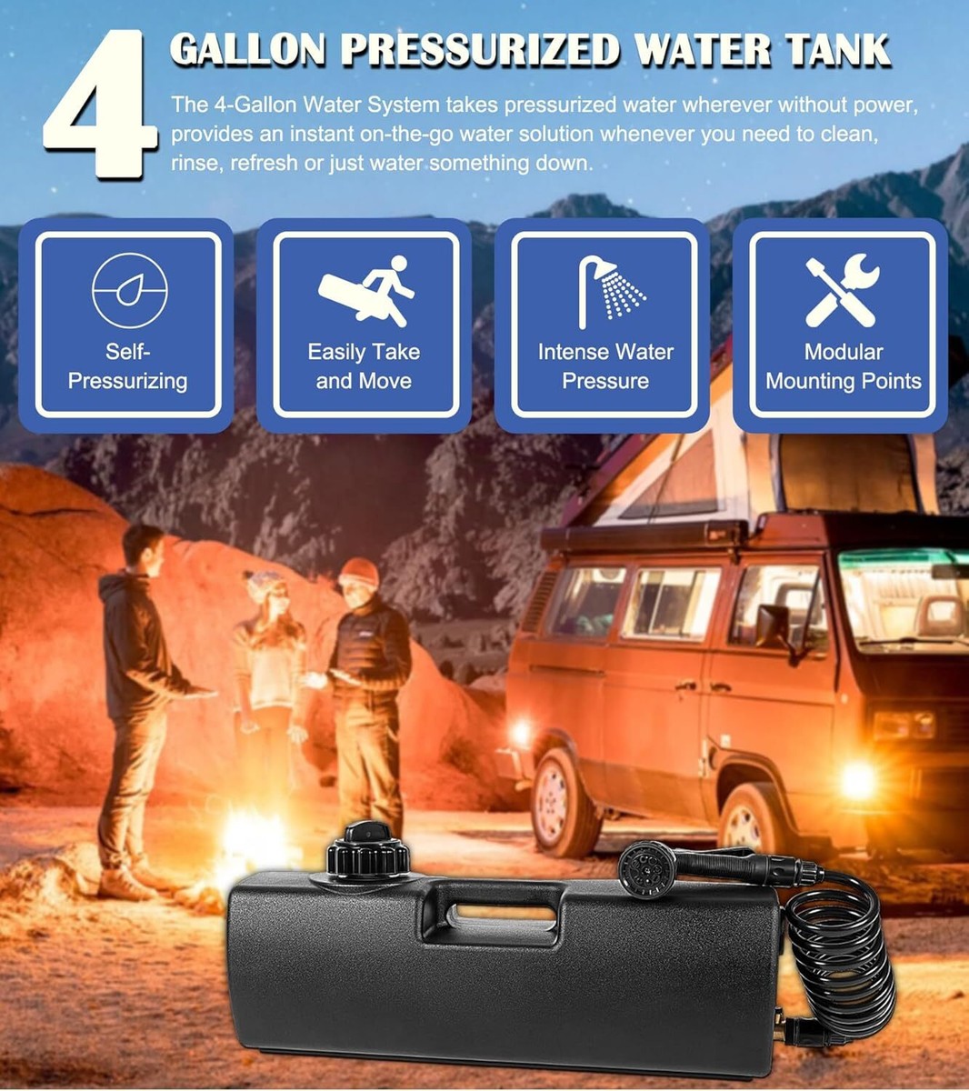 4.0 Gallon Self-Pressurized Water Tank for Trucks & Off Road