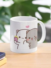 Bubu Dudu Dancing In Love Coffee Mug, Mochi Peach Cat Coffee Mug 11 Oz 15 Oz