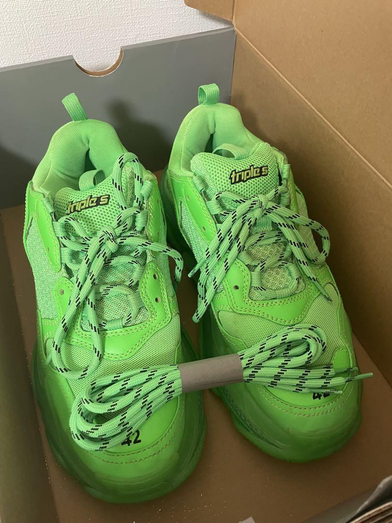 BALENCIAGA バレンシアガ トリプルS ネオングリーン Men 9.5US Balenciaga Triple S Neon Green Sneakers 42 used