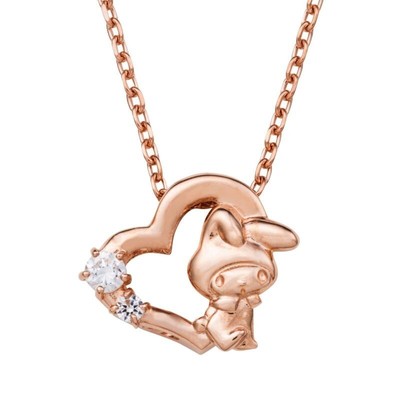 Sanrio White Clover My Melody pink gold Heart Necklace Size 40cm SAMM-N051RD New