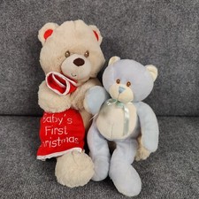 Baby First Teddy Bear Plush Christmas Toy Soft Stuffed Animal Blue Beige Lovey