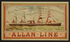 Allan Line To The Front! Royal Mail Steamers 5.5" Trade Card H. Blacklock