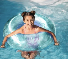 Glitter Tube Round Pool Float - Inflates Over 42” w/Repair Patch - Ages 8+