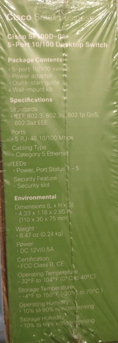 Cisco  Small Business 100 Series Unmanaged (SF100D-05) External Switch - Picture 3 of 4